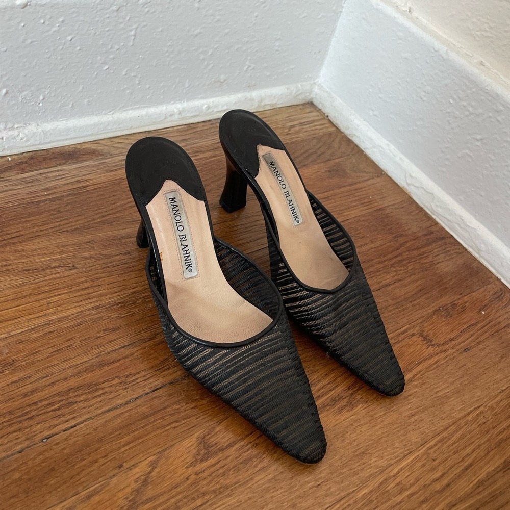 Manolo Blahnik heeled mesh mules